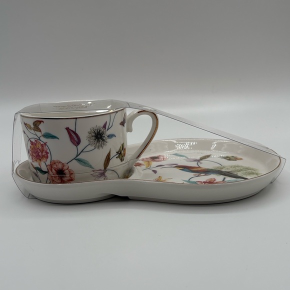 Grace Teaware Other - Floral Porcelain Tea Cup and Snack Set-Floral and Hummingbird Design-NEW